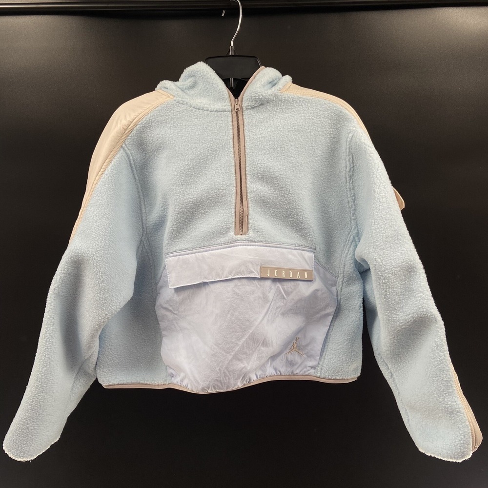 Nike Air Jordan Cozy Cropped Fleece Hoodie Loose Fit Women's L UNC‎ Blue NWT - Picture 2 of 9